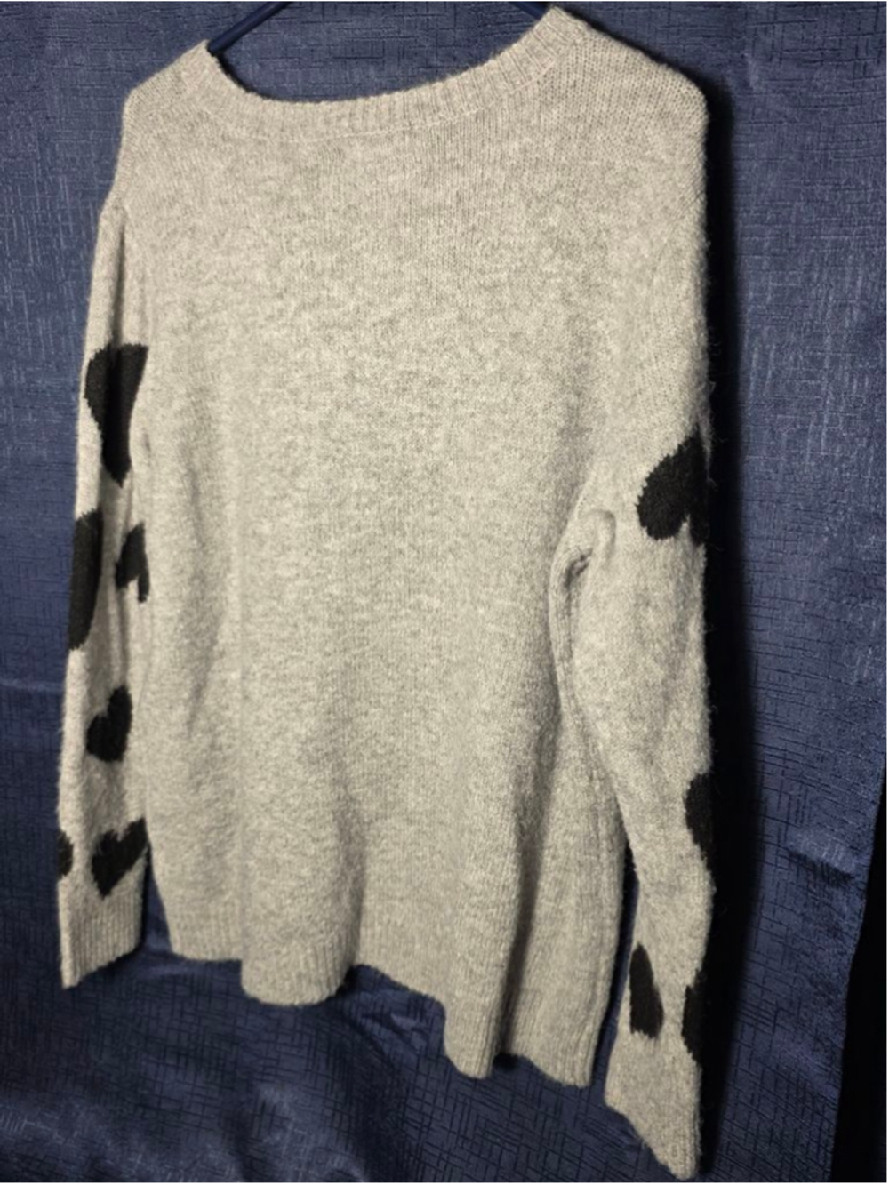 cupcakes & cashmere Cream Crewneck Sweater with Black Heart Sleeves - Picture 5 of 5